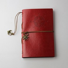 라라티나 레베카 데일리 감성 빈티지 가죽 커버 가볍고 작은 다이어리, 레드, 1개