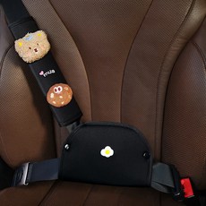 兒童安全帶護肩套 卡通安全帶護套 車用安全帶護套 加厚防勒脖安全帶調節器 汽車安全防護用品, 【曲奇熊】冰絲護盾, 1個