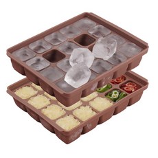 국산 실리콘 아이스 얼음틀 이유식 큐브 틀 보관 용기 야채 소분틀 비비또 실리콘 아이스 큐브 20구, 20구 핑크브라운, 2개