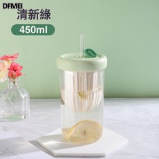 DFMEI 帶手柄通用玻璃水杯耐熱吸管杯花茶杯簡約吸管杯ins風玻璃杯, 1個
