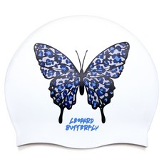 오호라스튜디오 링클 실리콘 수영모자, 레오파드나비 실버블루, 1개