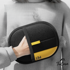 트리플리치 강아지 고양이 반영구 털제거 장갑 애완동물 털 제거 장갑 양방향 털 제거기, 블랙, 1개