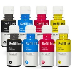 [호환] 삼성 INK-K610 SL-J1560W T1670W T1672W T1677W T1680W T2170W T2270FW 재생 무한 리필 잉크 8개, 검정+파랑+심홍+노랑 4색 2 SET