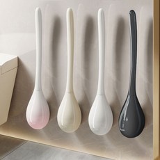 LINSHU 벽걸이 물방울 실리콘 변기솔, 1개, 크림 화이트