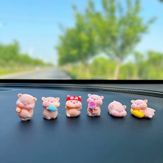 DFMEI 可愛奮鬥小豬汽車擺件中控臺屏幕治癒裝飾品車內飾品車載汽車擺件, 1個, 【奮鬥小豬6款組合】送無痕貼:【多款可選見詳情頁】