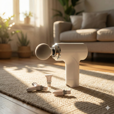 에코마음 무선 미니 전동 마사지건 + 헤드 4종 세트, 화이트(마사지건), Fascialgun1