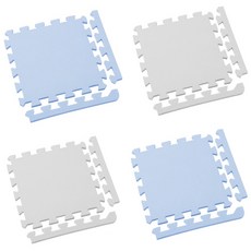 【新生活家】2cm厚防護巧拼地墊-莫蘭迪五色任選32x32x2cm (64片)隨貨贈嬰兒中性洗衣精1000ml, 莫蘭迪藍+莫蘭迪灰 (共64片), 1個