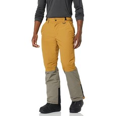 Amazon Essentials 남성용 방수 단열 스노우보드 스키 스노우 팬츠 브라운 머스타드 옐로우 컬러 블록 라지 163915