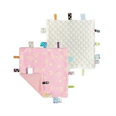 해외 CREVENT Tag Security 아기용 담요 남아용 부드럽고 작은 러비 아기 이불 감각 생일 베이비 샤워를 위한 훌륭한 선물 25.4 x 25.4cm10 10인치 8, Pink Star + Ivory.