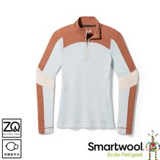 SmartWool 女 Thermal 美麗諾羊毛長袖拉鍊撞色T