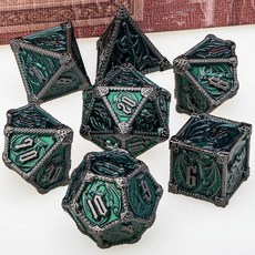 다면체 주사위 금속 DND 던전 및 드래곤 DD RPG D 세트 역할 놀이 게임 D20 D12 D10 D8 D6, Black Green, 1개
