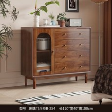 라탄 서랍장 바구니 정리함 원목 캐비넷 레트로 보관함 광폭 등나무 공간활용 수납장, 고객 직접 조립, 1.2m 유리도어 1도어 4단 수납장