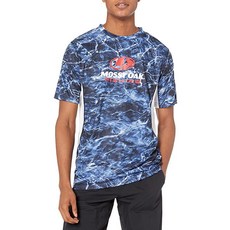 Staghorn 남성용 Mossy Oak Fishing 반소매 카모 셔츠 아쿠아 블루핀 S