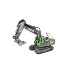 YIGONG 遙控推土機 合金工程車 9通道 2.4GHz無線遙控 履帶式推土機, 11通-挖土機-黑色, 1個