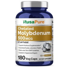 NusaPure 몰리브데넘 500mcg 180정 5팩 NusaPure Chelated Molybdenum 500 mcg 180 Vegetarian Caps, 5개