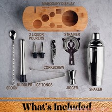 SOING 調酒器套裝 雞尾酒調酒工具, 1個, soing圓邊木架銀色禮盒包裝