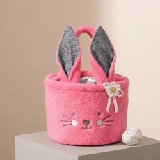 플러시 버니 이스터 가방 버킷 사탕 헌트 선물 바구니 포근한 캐릭터 장식 부드럽고 보관 에그, Rose