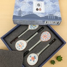 우동 도자기 4종 세라믹 국물 숟가락 세트, 1세트, 화이트