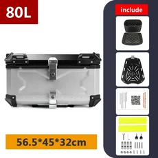 공장 직판 알루미늄 오토바이 박스 28L/36L/45L/55L/65L/80L/100L 리어 라지 케이스 범용 방수 모토 탑, 22 80L B Silver