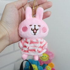 Kanahei's Animals 條紋帽T毛絨吊飾, 1個, 兔兔