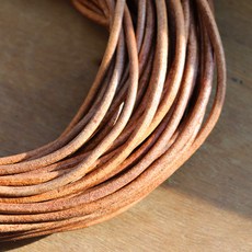4mm 라운드가죽줄 인도산 오일풀업 가죽끈, 1개, 에이징네츄럴