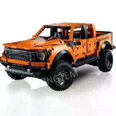 테크니컬 짚 F150 랩터 트럭 자동차 빌딩 블록 42126 픽업 MOC 조립 벽돌 차량 장난감 남아용 선물 1379 개, Orignal Orange, 1개