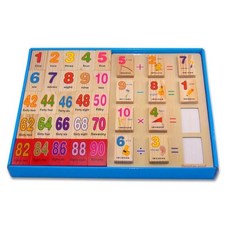 木製算數多米諾骨牌110塊組，幼兒數學啟蒙教具，加減乘除學習骨牌遊戲, 1個