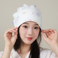 可愛淘月子帽產後六角帽防風保暖雙層孕婦帽子純棉高彈多功能頭巾