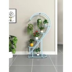 花盆挂架 多層花架子 桌面擺設 室內落地飄窗 置物架 辦公室擺件 收納架 陽臺種花 花藝置物架 盆栽架, 1個, 藍色（單個）【心形升級款】