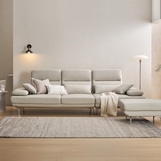 [장인가구] (착불) 도이 4인용 스윙 이지클린 가죽 소파 (스툴 포함), 컬러:가죽-베이지