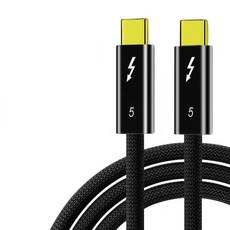 雷電5 全功能PD240W快充線 Type-C 數據傳輸線 80Gbps 16K超高清影像輸出, 1個, 全功能240W雷電5充電傳輸線1米, Black, 1m