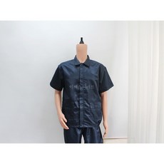 [제전복 반팔] Y카라 네이비 상하작업복 상하복 크린룸용 크린룸용작업복 방진복 크린룸 정전기방지 정전기방지옷 무진복 반도체 이에스디마트, Y카라, 네이비, 1개