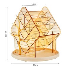 BCQ고급스러운 회전식 화장품 수납함 스킨케어 정리대 데스크탑 액세서리 보관함, 1개, 투명 노란색