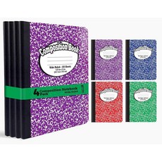 Better Office Products 컴포지션 북 노트 - 하드커버 넓은 유선 (11/32인치) 100장 과목 1개 24.8cm x 19.1cm(9.75인치 7.5인