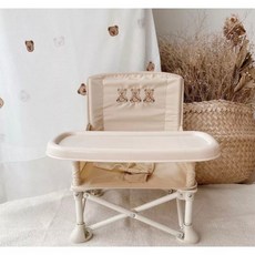 GoGraphy寶寶周歲派對椅 抓周 慶生 摺疊餐椅 寶寶椅 外出椅 折疊椅 兒童野餐椅 多功能 可拆卸餐盤, 三隻小熊大款(L)