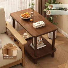 사이드테이블 노트북테이블 두께 블랙오크 레트로 스타일 연장 이동식사이드테이블 식탁보 곰돌이 독서 몰딩 협탁, 1개, 업그레이드 60x30x60 호두나무색