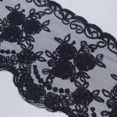 남영레이스 사랑의 반란 24색 8cm x 90cm 연폭가능 [망사 레이스 원단 의류 부자재 꾸미기 리폼 옷 플라워], 네이비, 1개