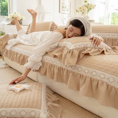 FEIFAN 고급진 레이스 순면 미끄럼방지 워싱 소파패드 4인용