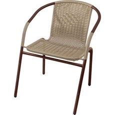 리빙 아웃 라탄 스타일의 의자 및 정원 테이블 2피스 세트 1개 유리 테이블 스태커블 테라스 가구, 1 x Chair (Brown), Single chair