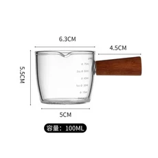 더블 부어 주둥이 내열 유리 에스프레소 온스 컵 스케일로 측정 75ml 커피 샷 카페 도구, 01 100ml, 1개