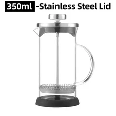 350-1000ml 스테인레스 스틸 유리 커피 메이커 프렌치 프레스 커피 포트 내열성 붕규산 유리 차 주전자 주, 04 350ml Steel lid