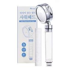 하비비 필터 샤워기 3단 고압 수압상승 샤워기 헤드 1개+필터 1개, 1개, Silver
