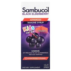 삼부콜 어린이용 블랙 엘더베리 시럽 만 2세 이상 베리 맛 120ml(4fl oz), 120ml, 1개