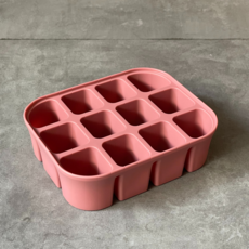 食品級矽膠副食品分裝盒 母乳冰磚盒 帶蓋保鮮盒 寶寶輔食儲存盒, 紅色十二格, 1個, 30ml