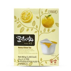 꽃샘 꿀 유자차 포션 15개입 액상차 따뜻한 겨울차 꿀유자차, 30g, 상세설명 참조, 1