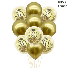 1봉지 골드 30 40 50 60년 라텍스 컨페티 풍선 생일 파티 장식 성인 30번째 40번째 생일 풍선 기념일 파티, 01 12 인치, 02 30