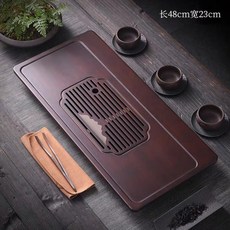 楠竹茶盤 蓄排兩用 茶托盤 48 x 23cm, 1個, 棕色 深 小號 48 x 23cm