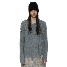 PARTIMENTO WOMEN 컷아웃 랩 니트 가디건_멜란지