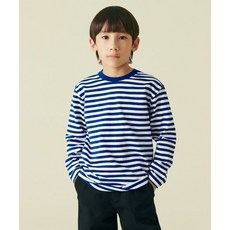무신사 스탠다드 MUSINSA STANDARD KIDS 스트라이프 크루 넥 긴소매 긴팔 티셔츠 [블루/화이트] MKBTLZX72-BL 379836