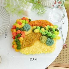 이끼 컵받침 펀치니들 자수 키트 DIY 티코스터 만들기, 가을, 1개